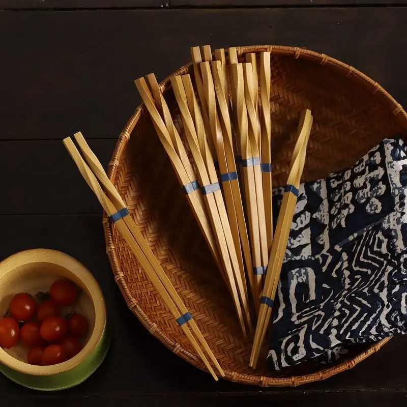 Juego de Palillos de Bambú para Uso Doméstico, Estilo Japonés, Palillos de Cabeza Cuadrada, Palillos para Sushi, Utensilios de Restaurante, Paquete Doble, Curvy Lady