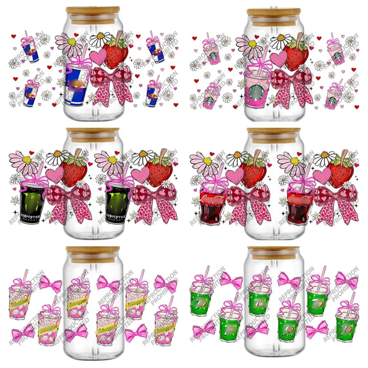 Neue 3D Beliebte Soda POP Aufkleber für Libbey Glasdosen 16oz UV DTF Becherummantelung 3D Telefon Softdrink Transferaufkleber DIY Wasserdicht