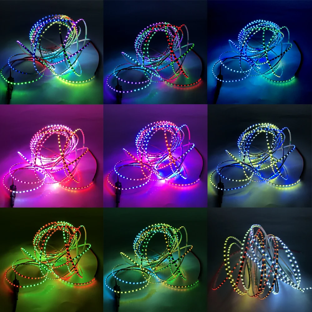 2.7mm Ultra Narrow LED Strip WS2812B Individually Addressable RGBIC Colorful Pixel Light 160Leds/M IP30 White PCB DC5V DC12V