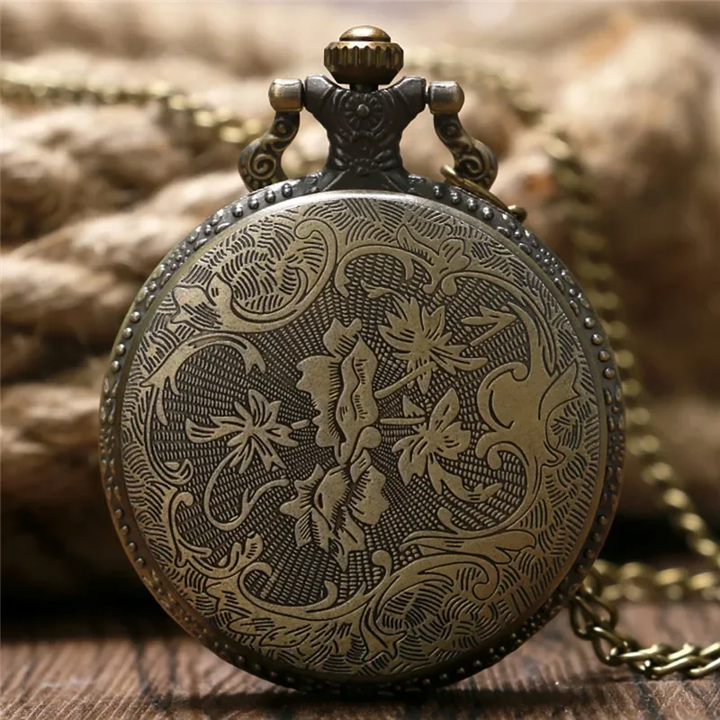 Steampunk Bronze Vienna Austria Full Hunter Case Unisex Quartz Analog Pocket Watch Necklace Chain Souvenir Reloj De Bolsillo