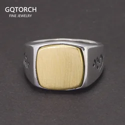 Genuine Solid 925 Sterling Silver Mens Signet OM Rings Simple Smooth Design Mantra Buddhist Jewelry