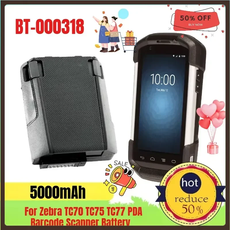 BT-000318 5000mAh For Zebra TC70 TC75 TC77 PDA Barcode Scanner Battery