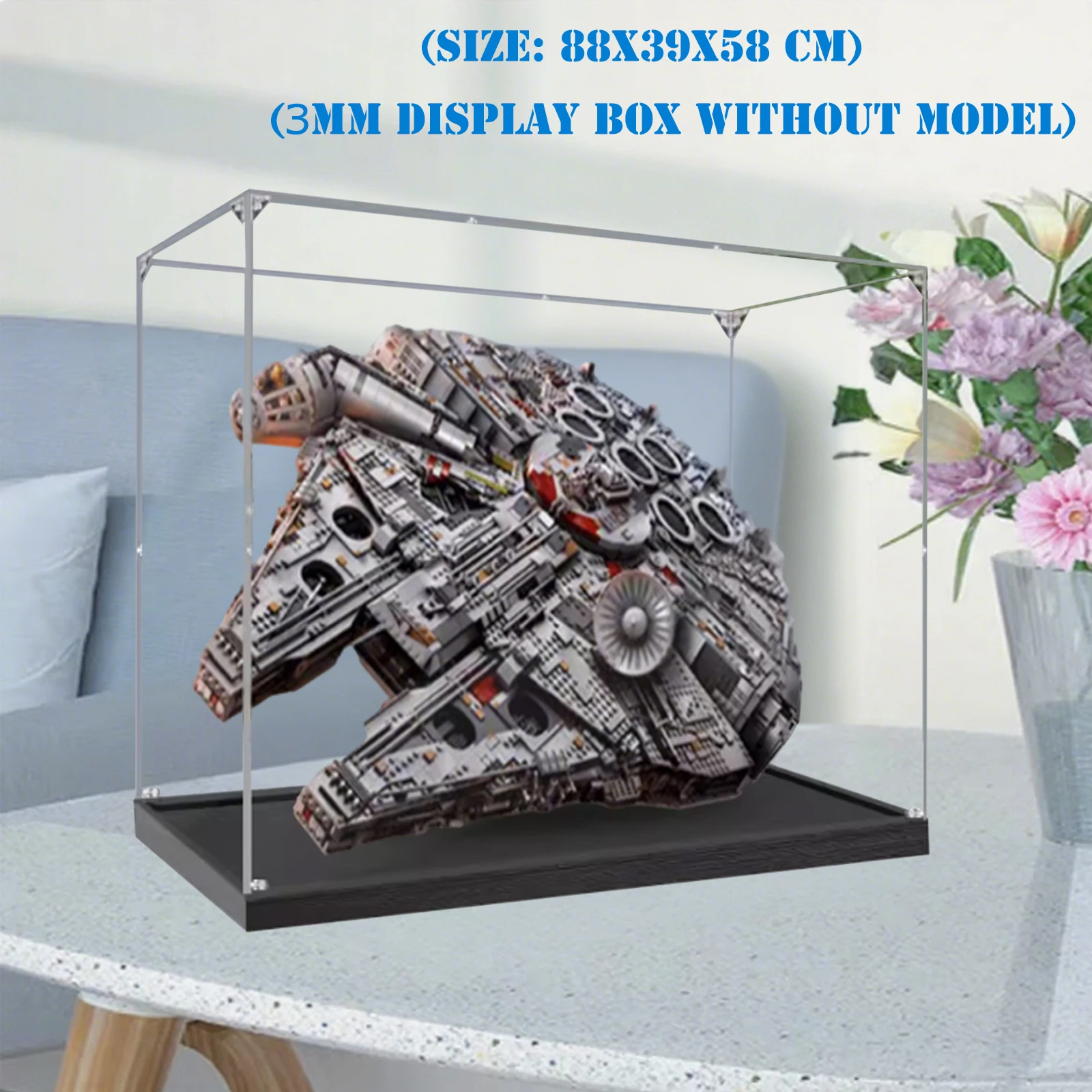 Vitrine Acrylique Pour Millennium Falcon 75192 – 88x39x58 Cm, Anti-poussière, Compatible L-Ego
