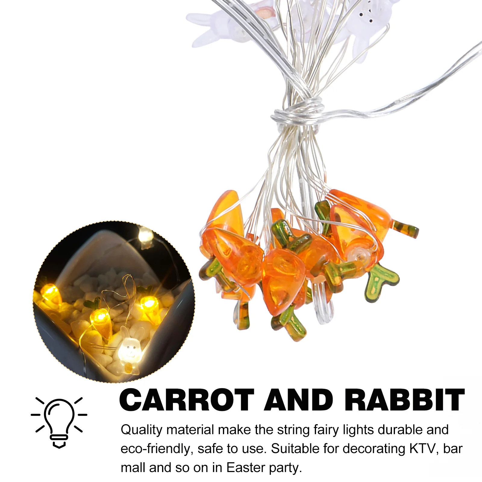 

Carrot Rabbit Shape String Lights Led Party Decoration For Easter Holiday Garden Home Bar Outdoor Eco-Friendly Led