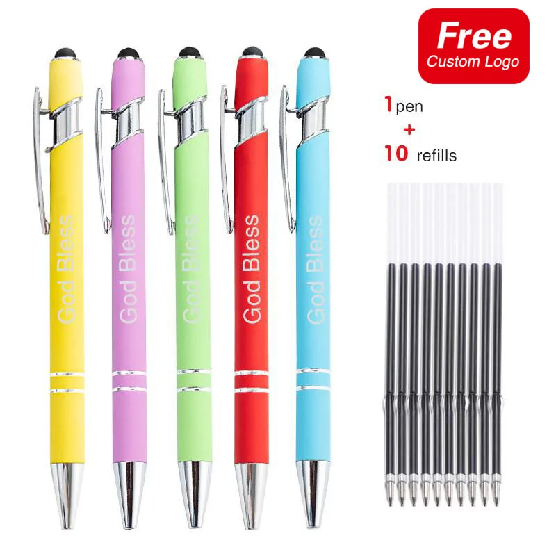 

11pcs/set Free Custom LOGO Ballpoint Pen Capacitive Screen Touch Pen Business Office Gift School Student Stationery Wholesale