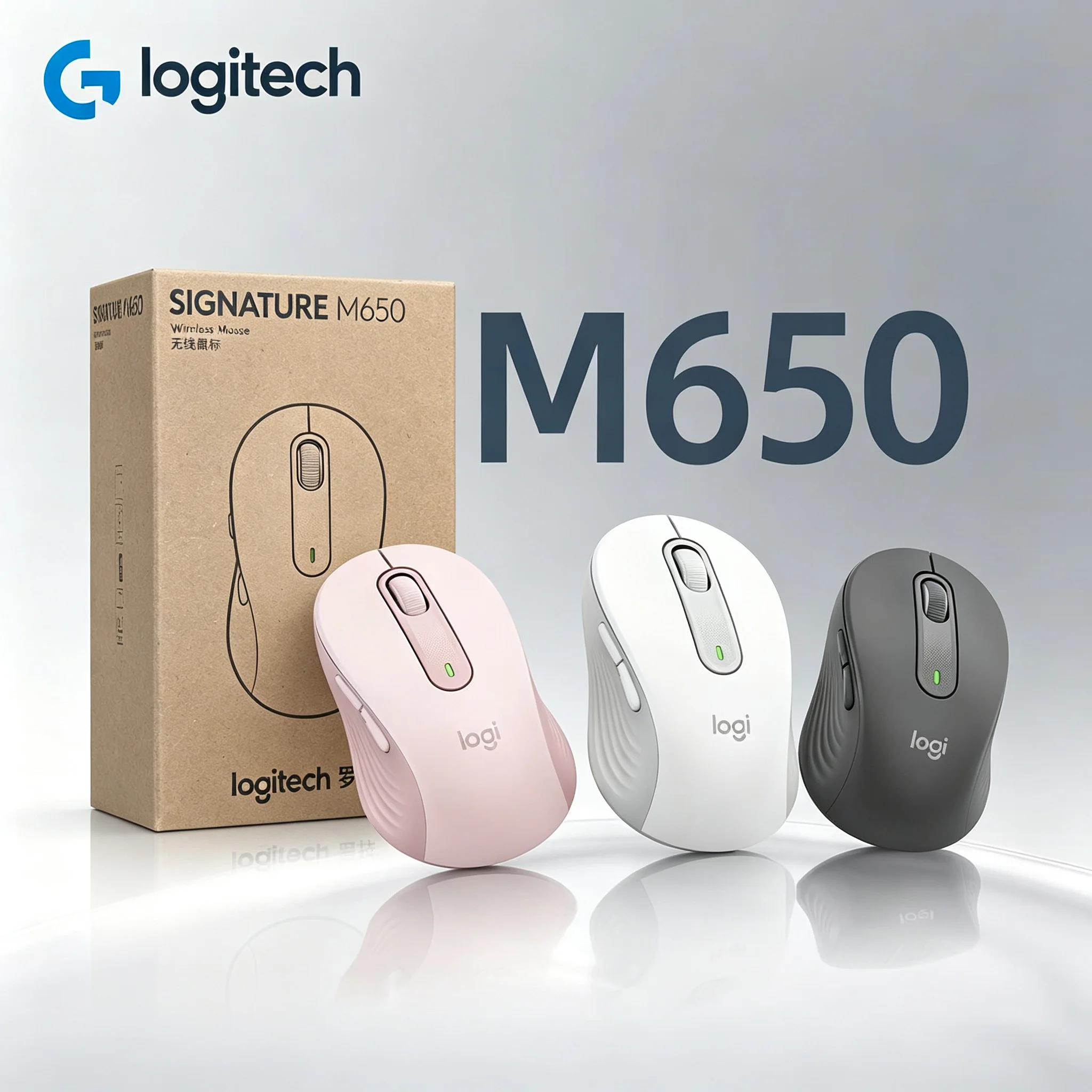 Ergonomic Mouse 2.4G Silent Click - เมาส์ไร้สาย Logitech M650 รองรับโหมดคู่ ทั้งบลูทูธและ 2.4G
