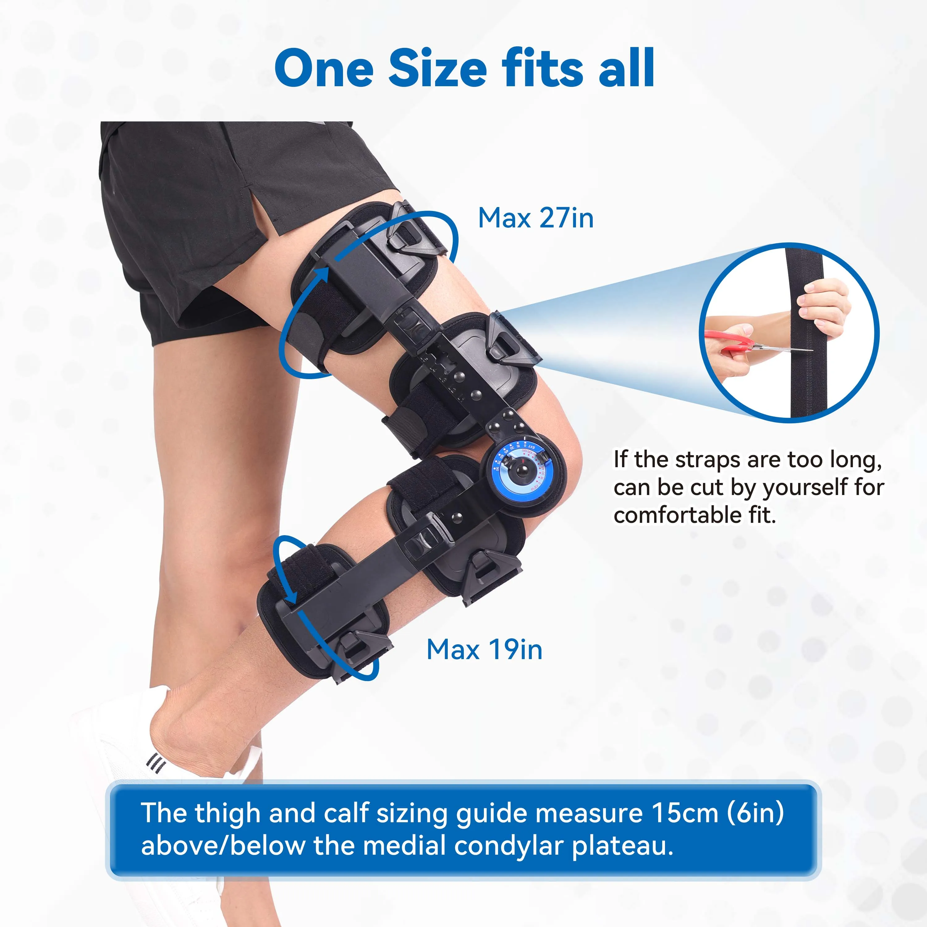 Hinged ROM Knee Brace, Adjustable Post Op Knee Immobilizer for ACL, MCL, PCL Injury, Orthopedic Protection Support Stabilization