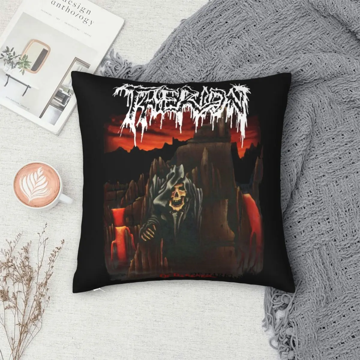 Therion Of Darkness-funda de almohada cuadrada de poliéster, cojín de terciopelo con cremallera decorativa, cómoda, para sofá y hogar