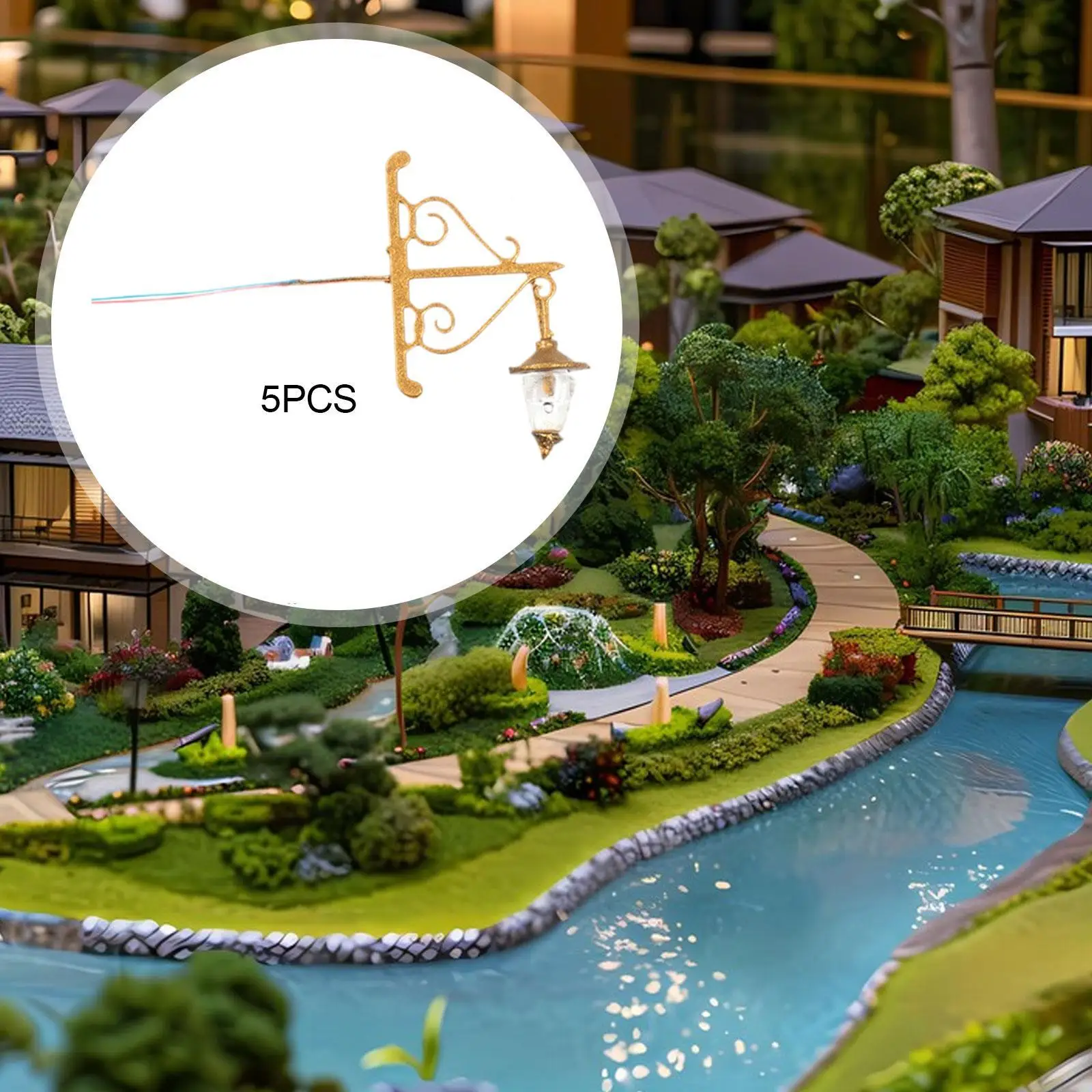 5 sztuk Miniaturowe Lampy Ścienne 1/87 Ciepłe Światło Ambientowe Mini Kinkiety Akcesoria Modelarskie LED Lampa Uliczna do Bajkowego Ogrodu