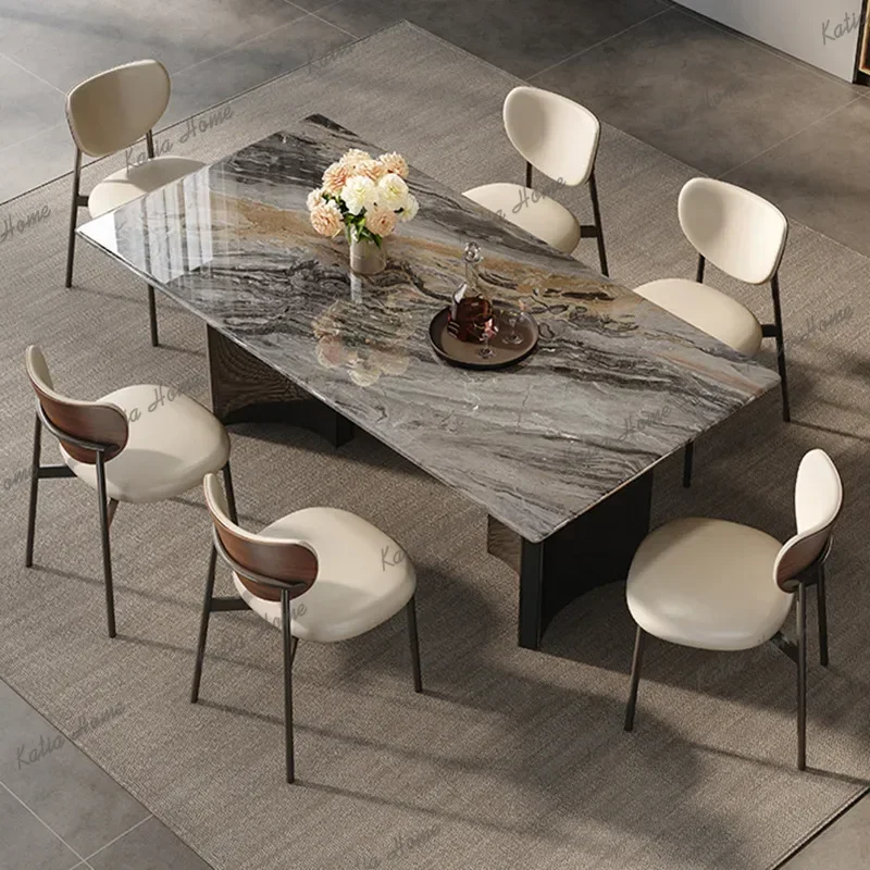 LD Italian Luxury Marble Dining Tables Nordic High-End Restaurant Homestay Dining Table Chair Set Designer Home Furniture