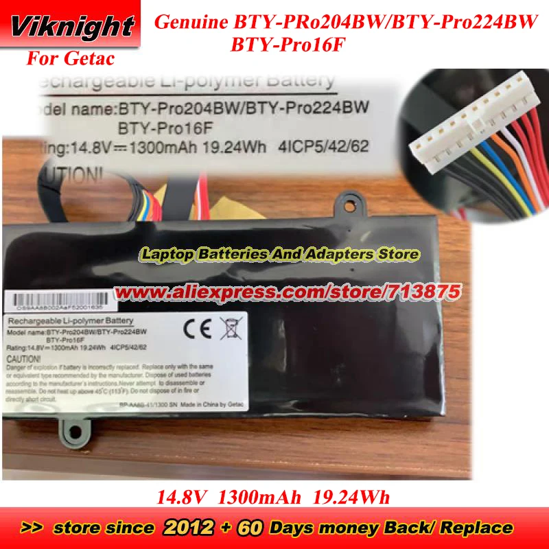 

Genuine BTY-PRo204BW BTY-Pro224BW BTY-Pro16F Battery 4ICP5/42/62 For Getac 14.8V 1300mAh 19.24Wh BP-AA8B-41 BP-AA8B-41/1300
