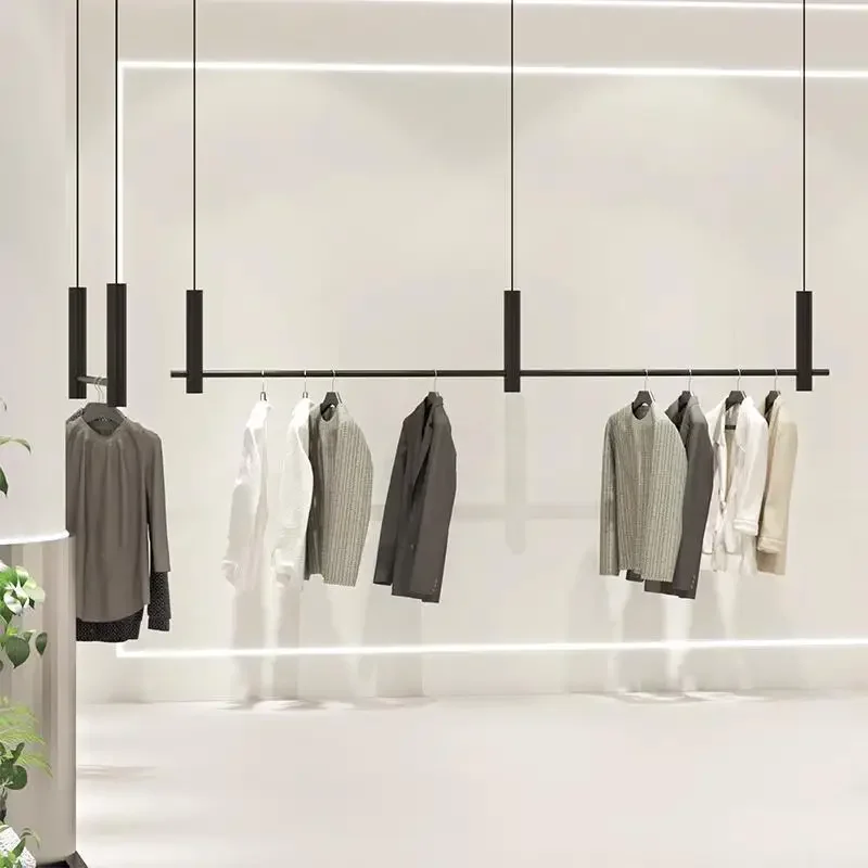 Garment store display rack stainless steel hanging ceiling wire hanger
