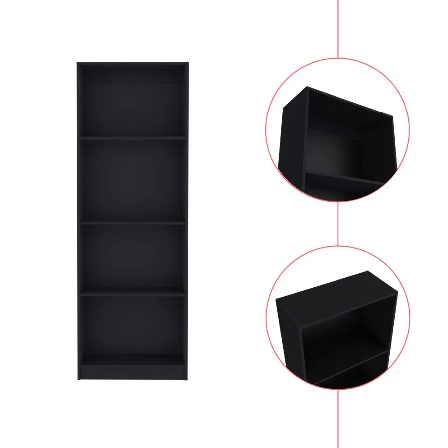 Black Office Bookcase Storage Shelving Unit Benzoni
