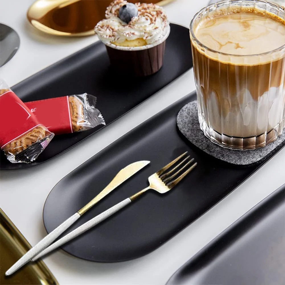 Ovale Aufbewahrung stablett Artikel Tablett ovale Kosmetik schalen Kerzen Tablett schwarz Serviert abletts Buffet platte für die Heim dekoration