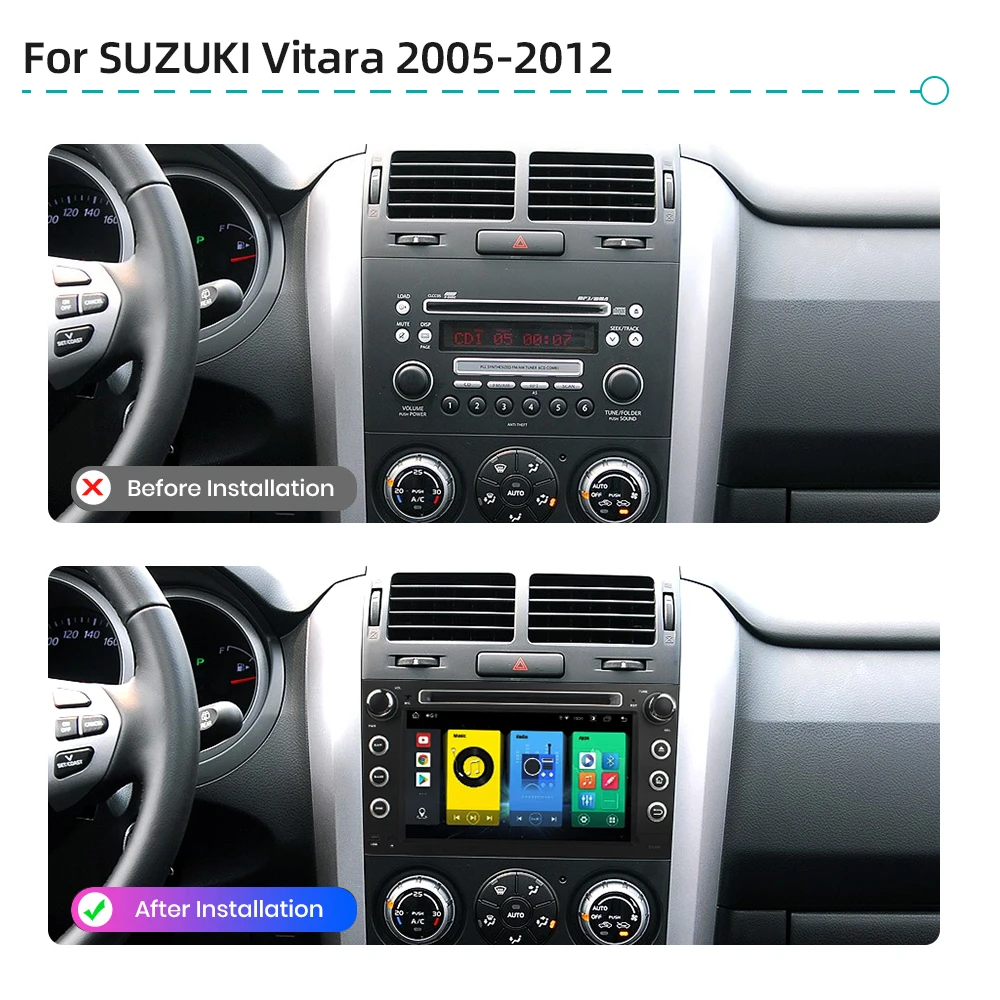 Android 13 Car Multimedia Player CarPlay GPS Navigation RDS 4G WiFi Bluetooth DSP Car Stereo Radio For SUZUKI Vitara 2005-2012