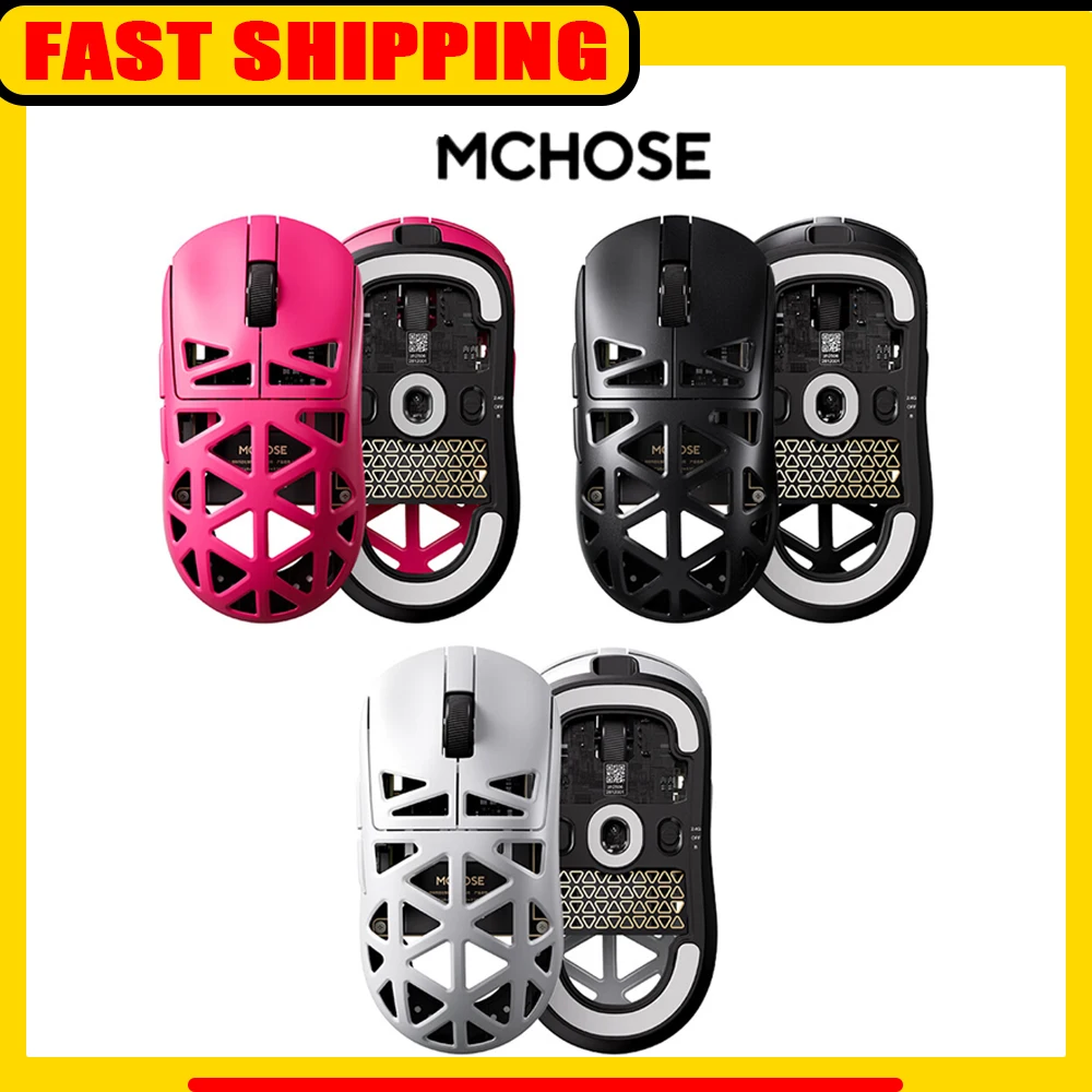 

MCHOSE A7X Ultra Wireless Mouse Tri Mode Mouse Paw3950 TI 8000Hz Magnesium Alloy Hollow Out Gaming Mice Gamer PC Accessories