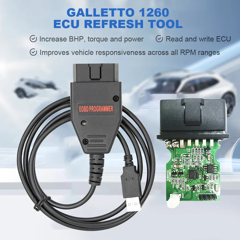 أداة ضبط رقاقة Galletto 1260 ECU أدوات تشخيص السيارة obd2 FTDI رقاقة ECU المتعري مبرمج قراءة وكتابة كابل الماسح الضوئي التلقائي obd 2 #2