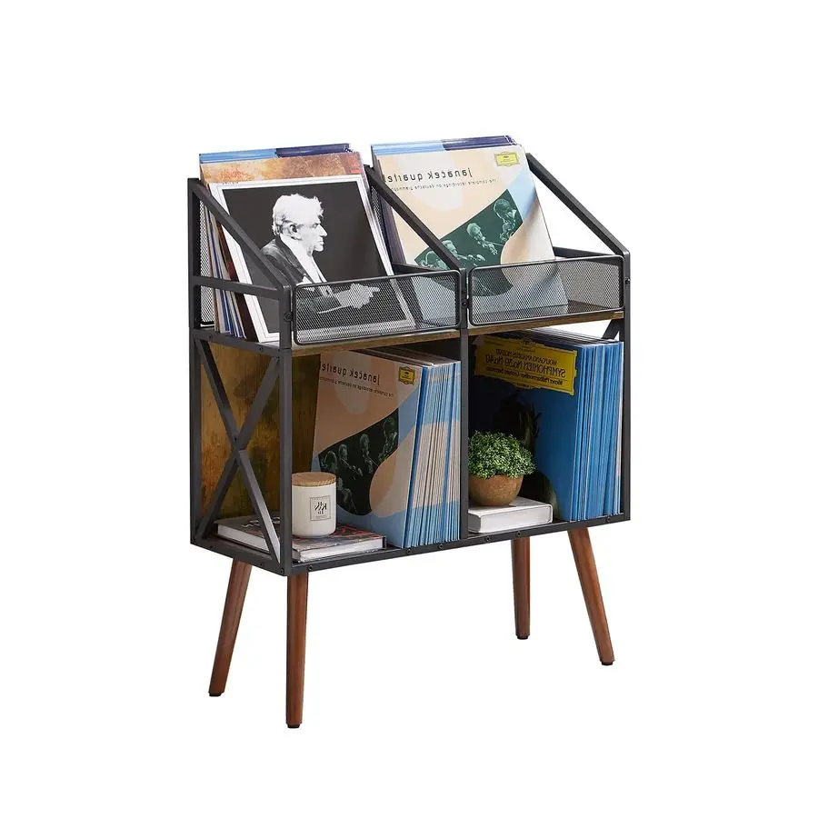 

Vinyl Record Storage Holder Rack,250 LP Wooden Record Display Table for Albums Books Magazines Files for Living Room Bedroom Pa