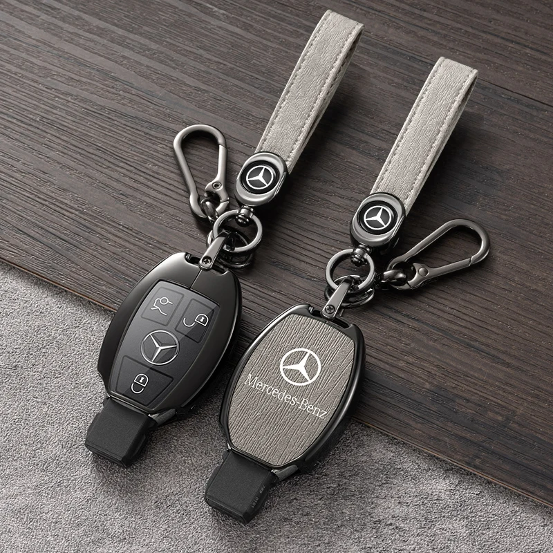 Zinc Alloy Leather Car Key Case Cover For Mercedes Benz A B C E R Class GLS GLA GLK GLC CLS CLA AMG W204 W205 W212 W463 W176