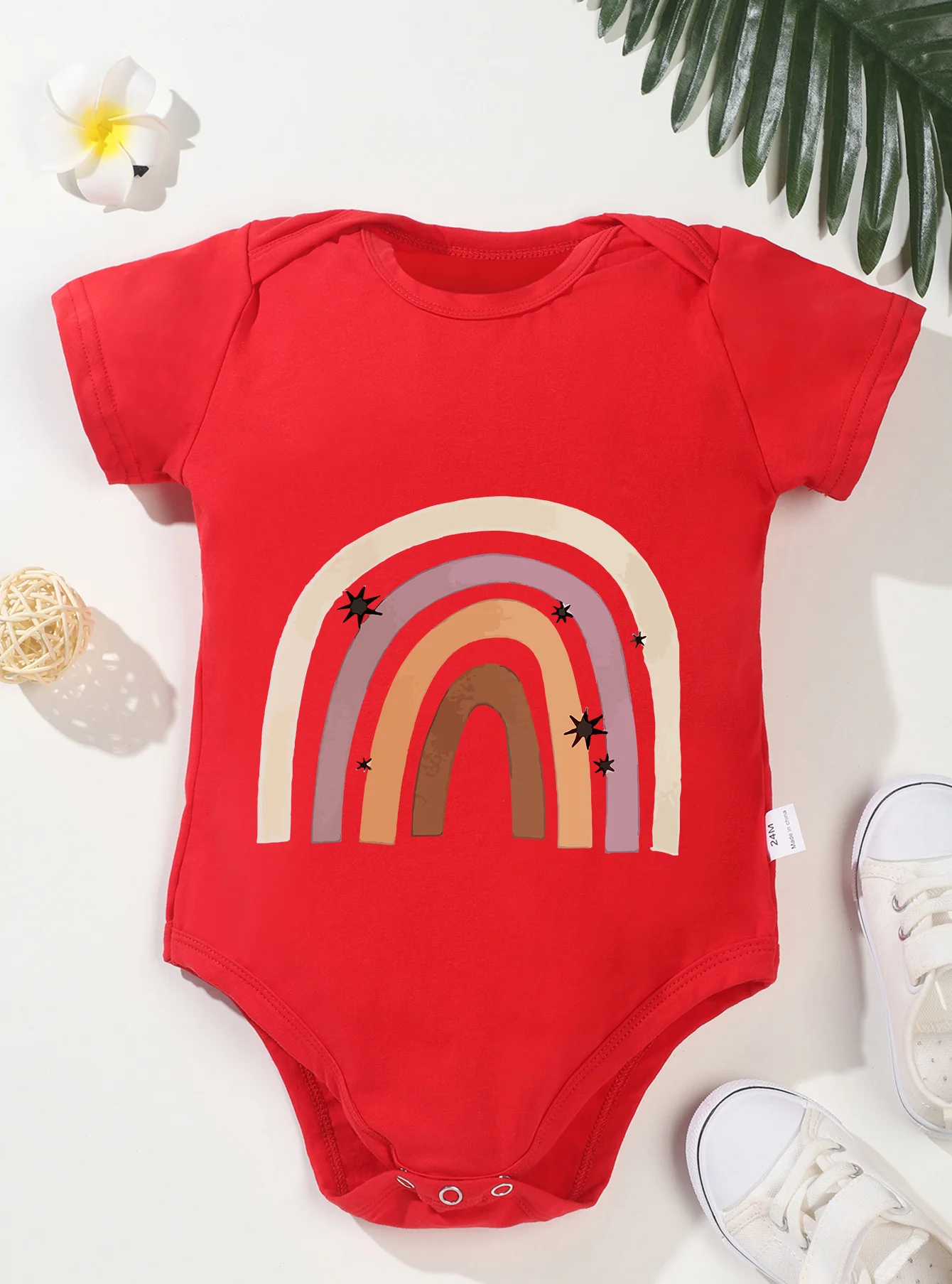 Short Sleeve Onesie Rainbow Pattern 0-24M Girl Boy Baby Jumpsuit Infant Harajuku Clothes Toddler Newborn Bodysuit Romper