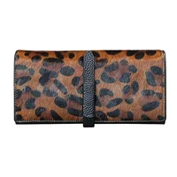 New Fashion Leopard Cow Genuine Leather Women Long Wallets Real Leather Female Luxury Brand Designer Clutch Girl Gift Cash Purse - Image 3