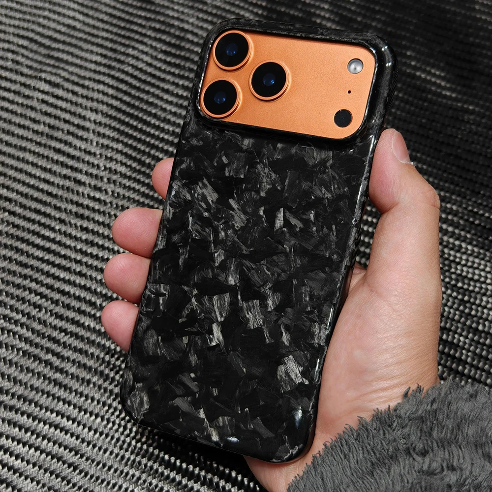 

100% Real Forged Glossy Black Carbon Fiber Phone Case for iPhone 17 Pro Max Ultra Thin Protective 17Pro 17 Luxury Phone Cover