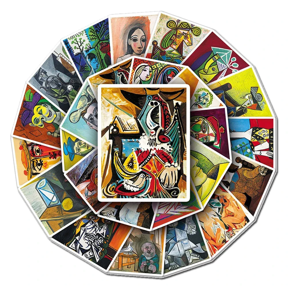 Autocollants de peinture artistique abstraite Picasso classique, étiquette de Collection, pour téléphone, Scrapbook, valise, ordinateur portable, jouet cadeau, DIY bricolage, 50 pièces