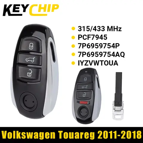KeyChip 스마트 키 키리스 Go PCF7945 HITAG VAG 315/433MHz 7P 6959754 P 7P 6959754 폭스바겐 투아렉 2011-2018용 AQ IYZVWTOUA