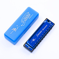 Swan 10 Hole C Harmonica Mouth Organ Blues Harp Phosphor Bronze Case Diatonic Beginner Harmonica Kit for Kids