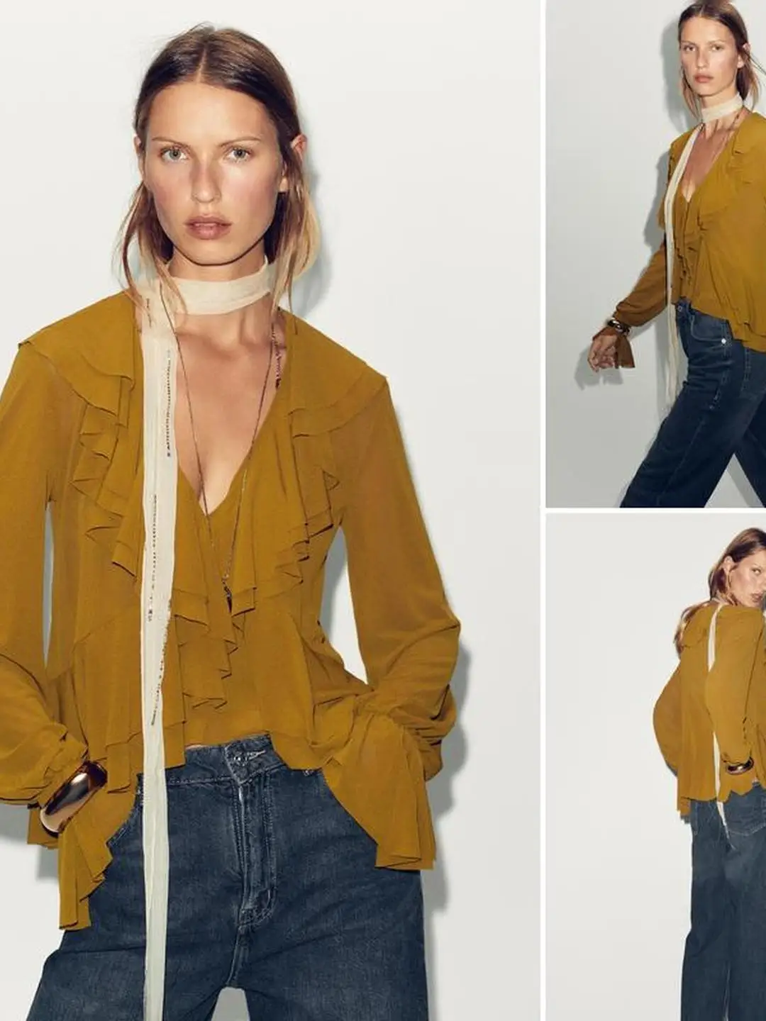 غير متناظرة طويلة Sve V-Ne أعلى ثنيات طبقات الزخرفية مستودع العمل أوائل الخريف Faion المرأة سليم صالح ملابس داخلية