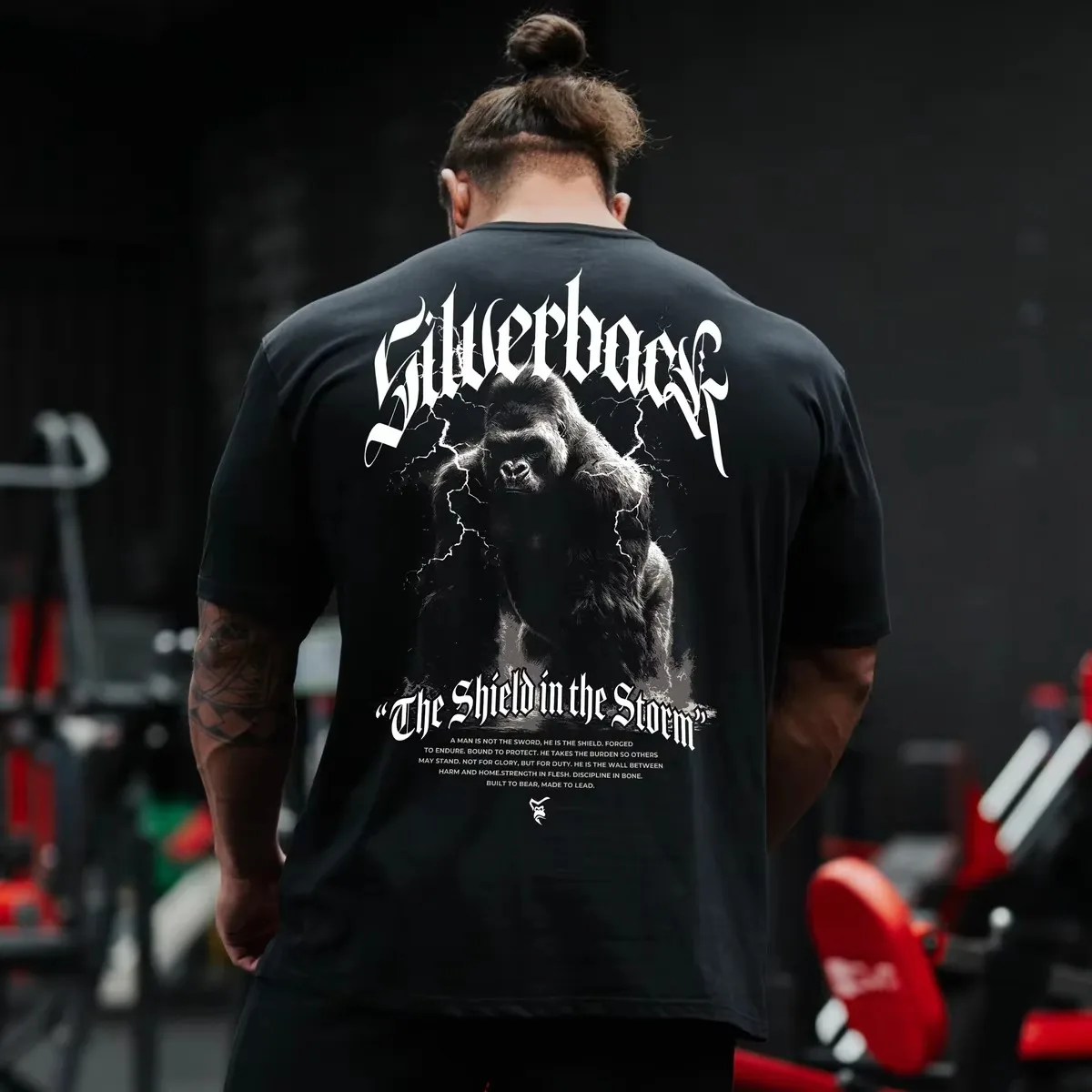 2026 new Men Gorilla Lightning Graphic T Shirt Crew Neck Short Sleeve Black Gym Workout Tees