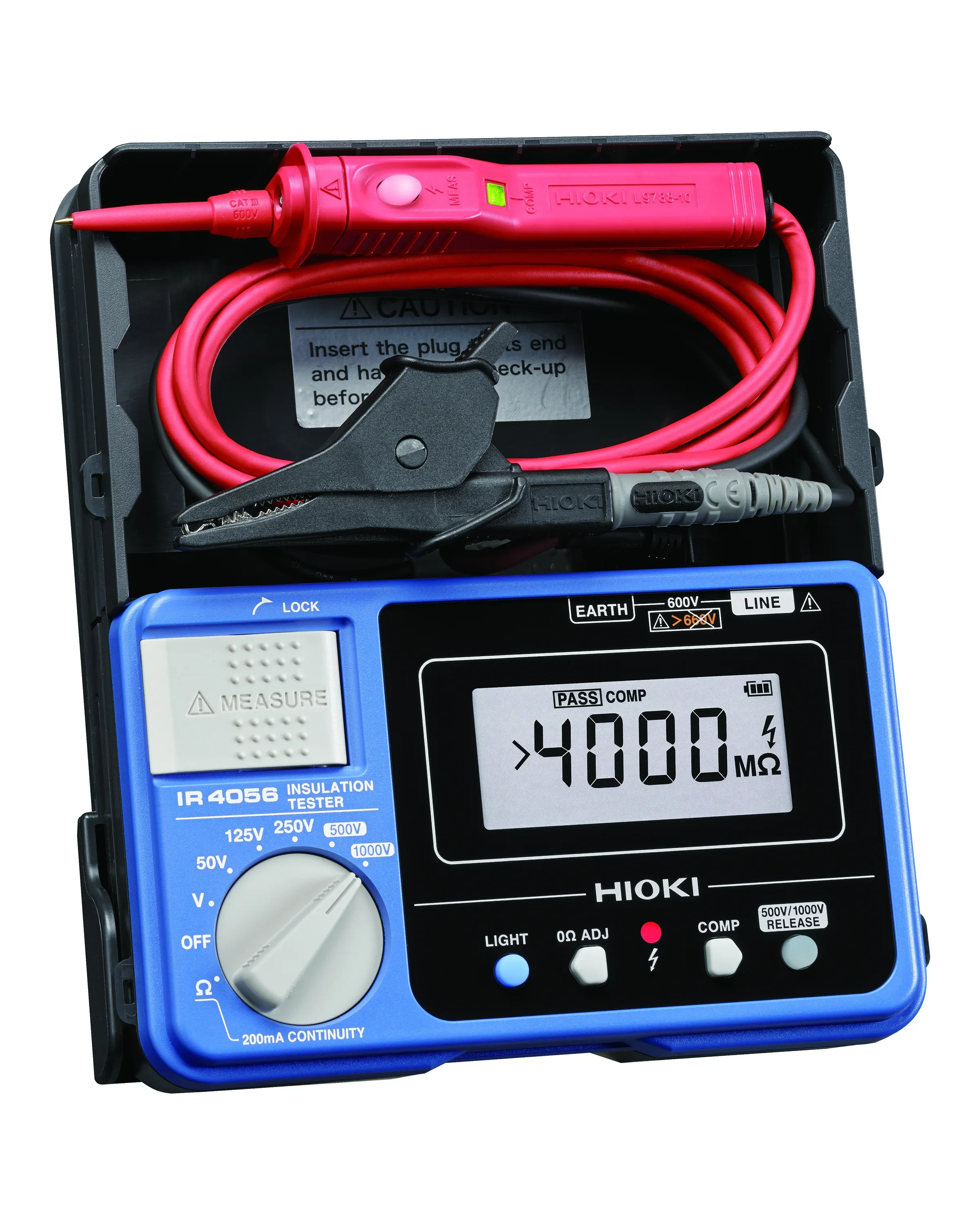 600 V AC (10s) Extreme Sensitivity Light Measurement 0.8 seconds response time Hioki Insulation Tester IR4056 (Hioki IR4056-21)