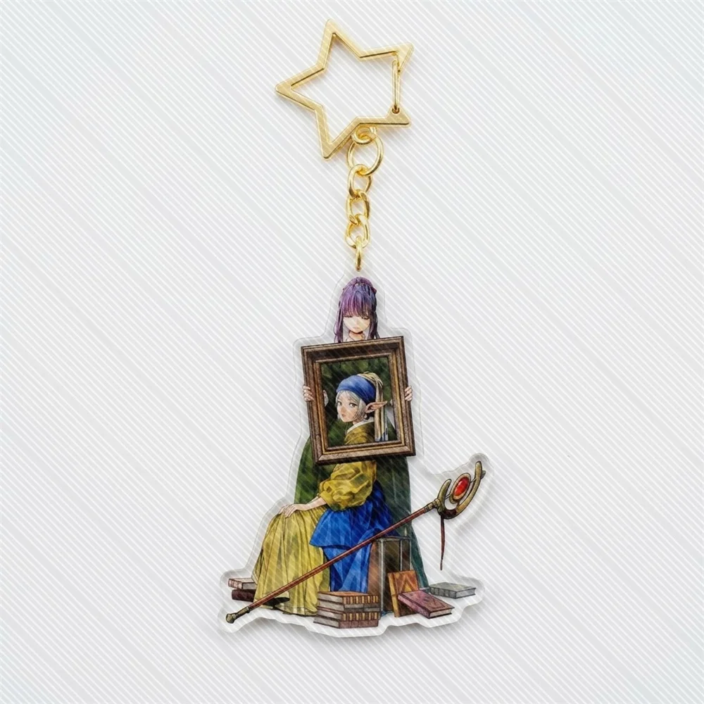 Anime Frieren: Beyond Journey's End Frieren at the Funeral Cosplay 6cm Keychain Acrylic Figure Keychain Stand Model Plate