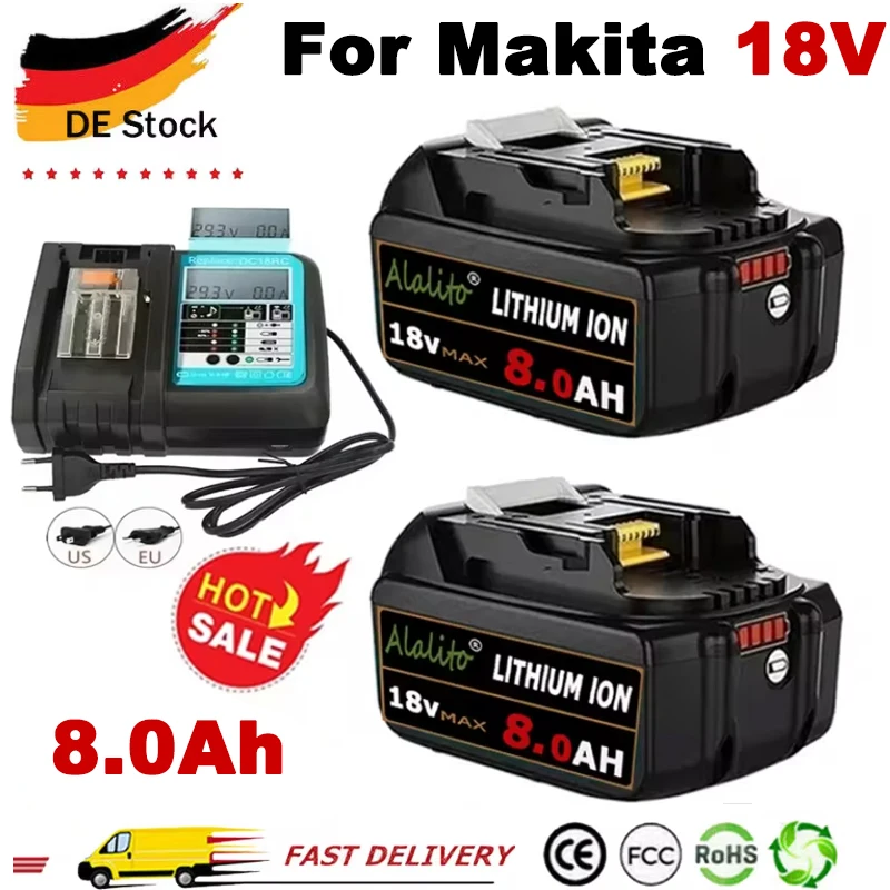 

Аккумуляторная литий-ионная батарея для Makita BL1860 BL1830b BL1850b BL1840, 2024, 18 в, Ач