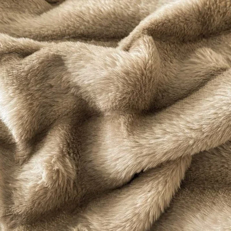 Solid Color Minimalist Striped Bedding Set Thick Warm Soft Rabbit Plush Beddings Anti-static Non-shedding Colorfast Duvet Cover