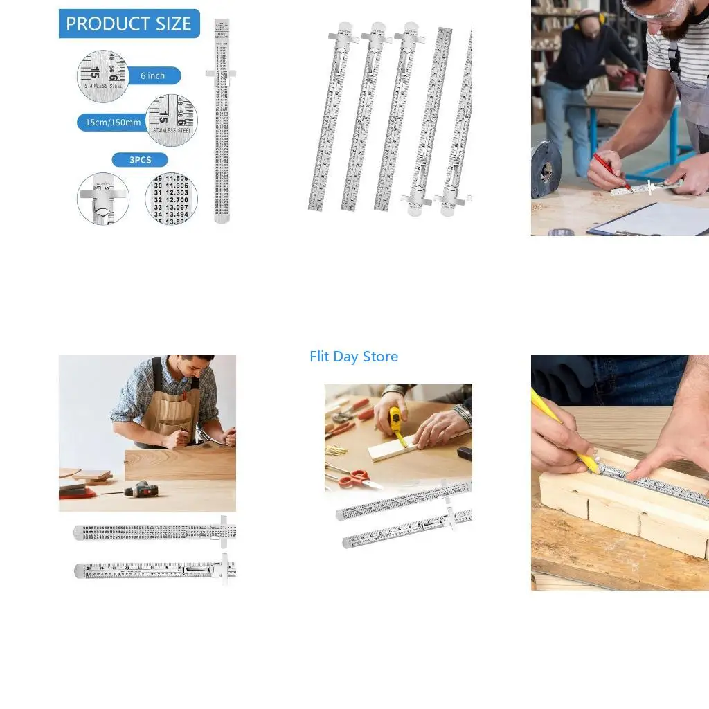 F92C Pocket Ruler for School Office Engineer Stainless Machinist Ruler with Detachable Clip 15cm Metric Scale Ruler