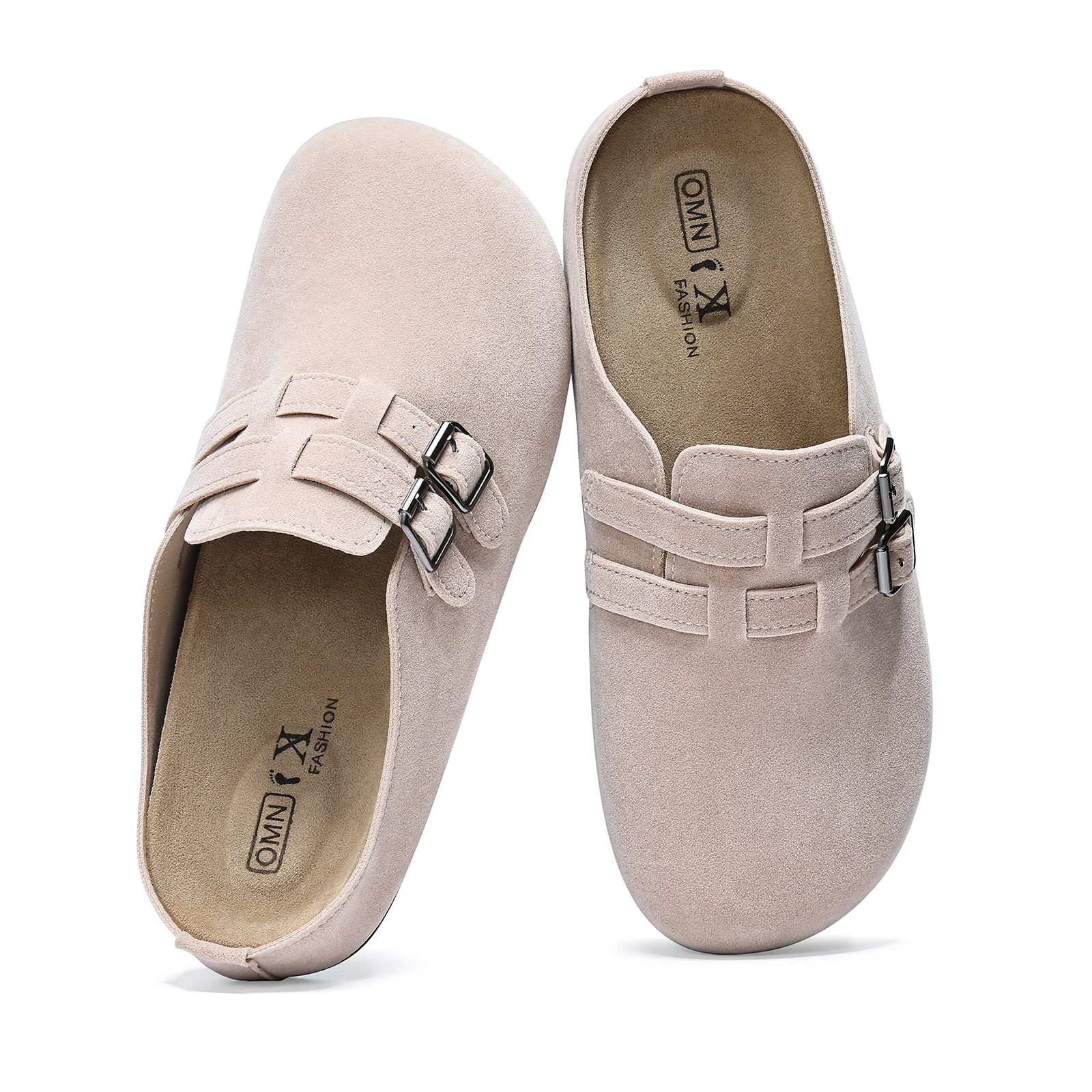 Gacimy جديد الجلد المدبوغ قباقيب النعال للنساء موضة مشبك مزدوج سيدة البغال المسطحة الرجعية البطاطس أحذية مريح لينة نعل قباقيب الأحذية #2