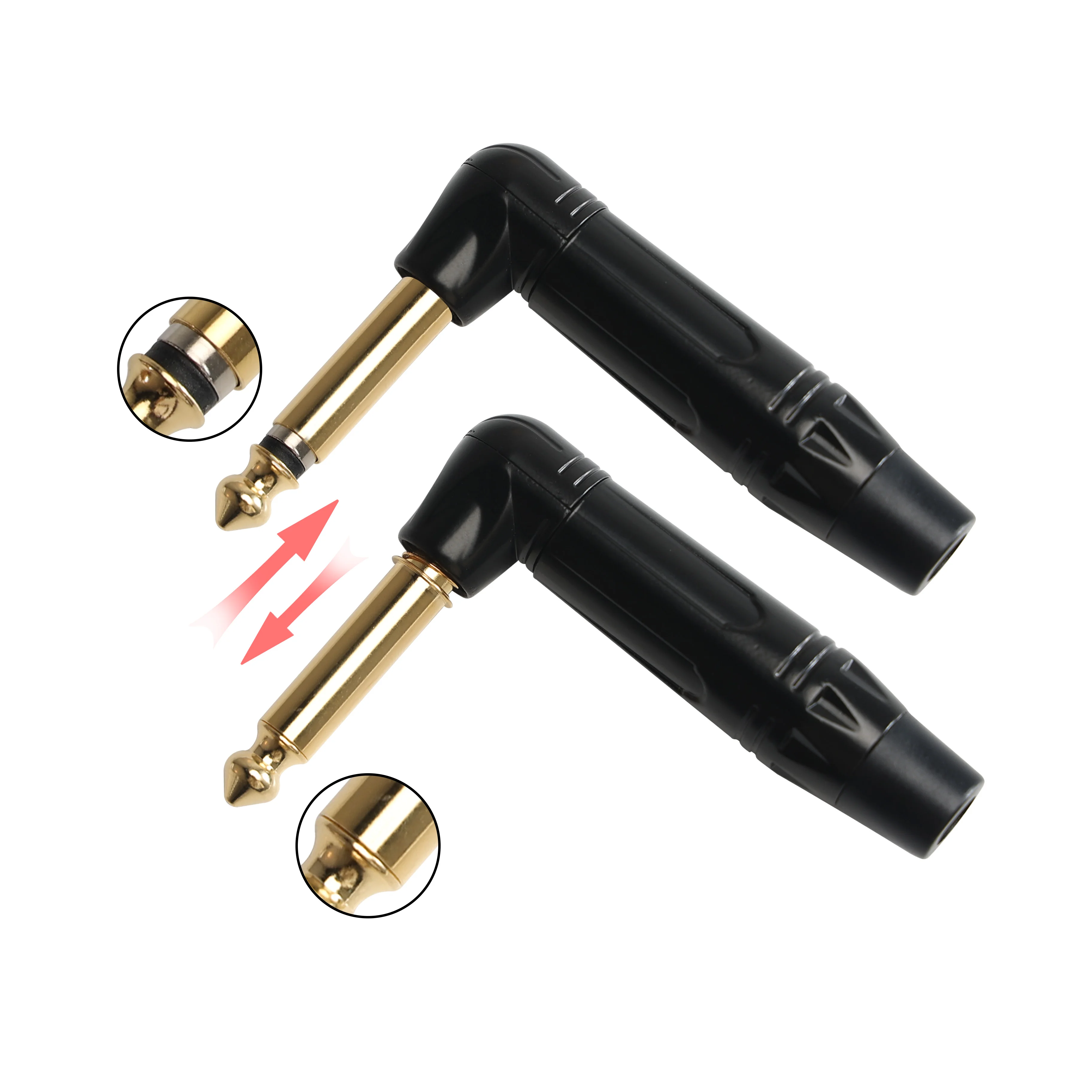 

Pro-C Good Quality Nickel Gold 1/4 6.35mm Audio Mute Silent Mono TS Guitar Plug Jack Connector