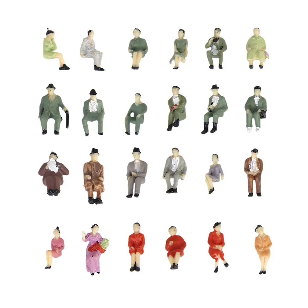 HO Scale Model Train Accessories 1 87 Seated Miniature People Figures for Scenery Platform Decoration