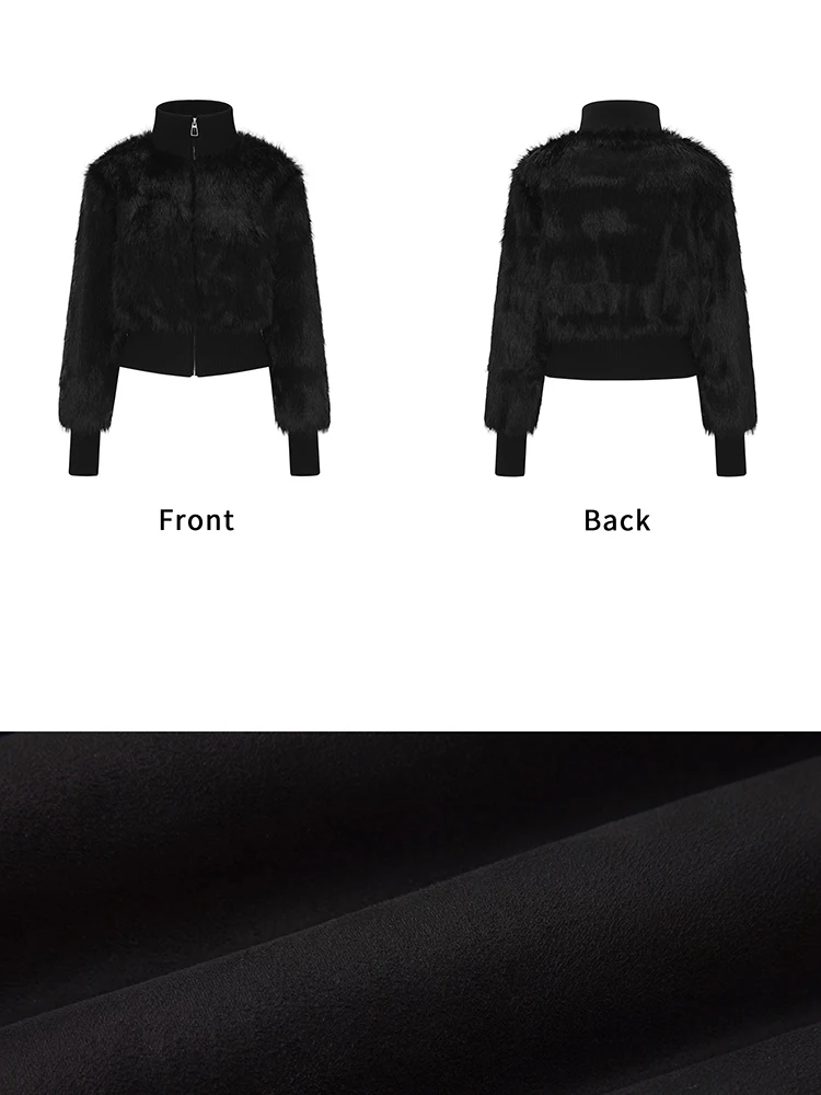 Lautaro Spring Winter Short Black Soft Thick Warm Hairy Faux Fur Coat Women Zip Up Luxury Designer Clothes Fluffy Jacket 2025
