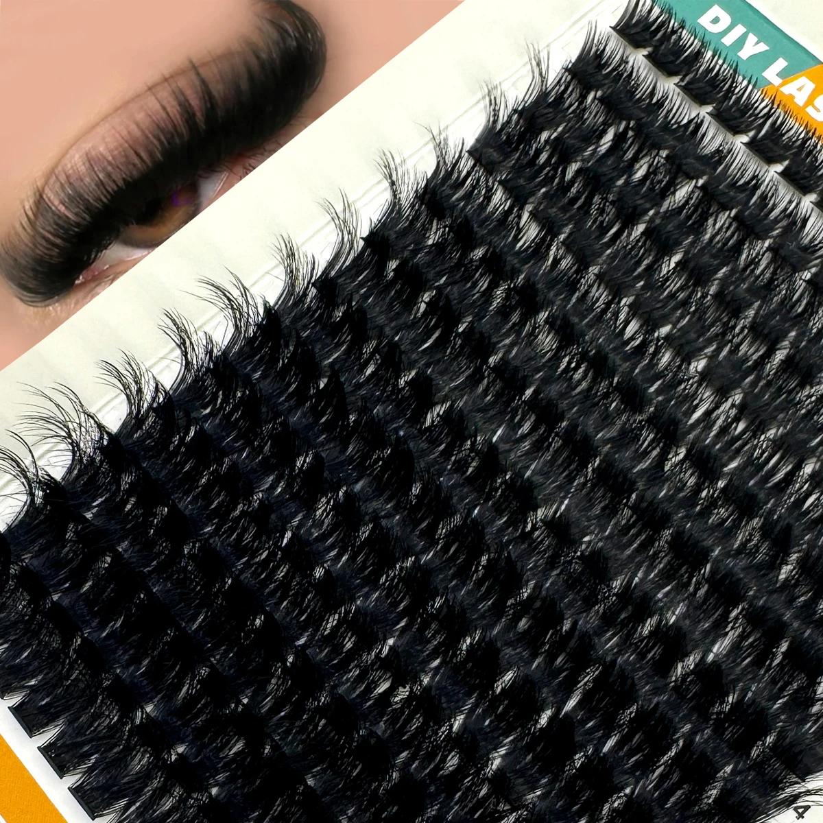 HBZGTLAD 80D-150D 5D Flauschige Wimpernbüschel 8-16mm Mix-Tray Wispy Einzelwimpernverlängerungen DIY Nerz-Kunstwimpern Make-up