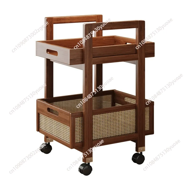 2 Tier Rolling Utility Cart Rolling Desk Organizer Coffee Table Mobile Trolley Tables for Home Living Room Kitchen Bathroom