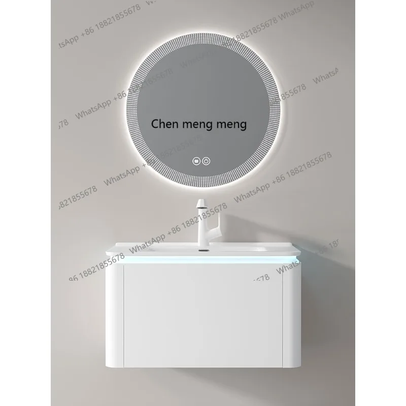 

Ceramic integrated basin Solid wood bathroom cabinet combination Washbasin Washbasin Washbasin Pool