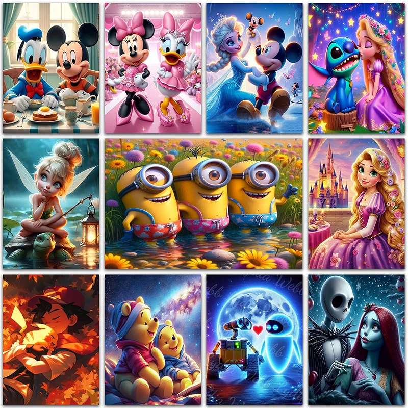 

Disney Mickey Mouse Diamond Painting Pikachu Groot Minions Frozen Home Decor Full Square&Round mosaic embroidery Cross stitch 5D