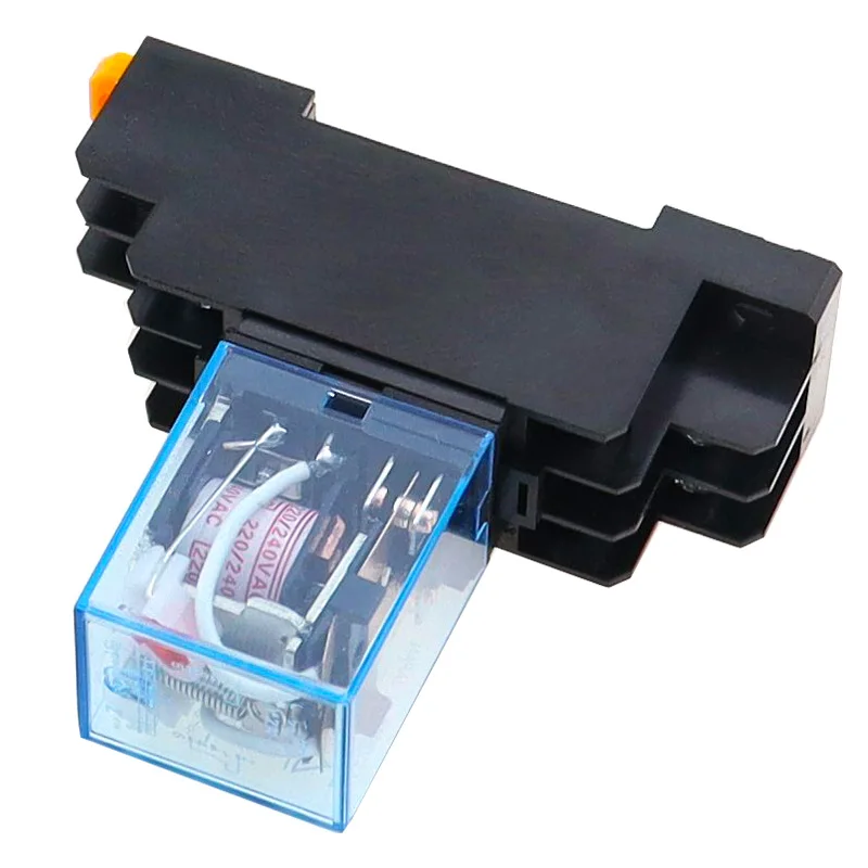 1Set 220/240V AC 10A 8PIN Coil Power Relay DPDT LY2NJ HH62P HHC68A-2Z With Socket Base