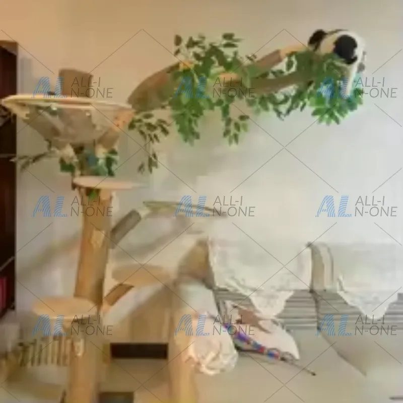 Integrated large cat climbing frame tree, cat coffee decorative tree, solid wood cat, house cat shelf set