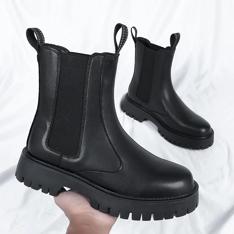 Męskie oprzyrządowanie buty Chelsea Boots skórzane obuwie motocyklowe dla mężczyzn zapobiegające zużyciu ciepła modne buty na cały mecz popularne