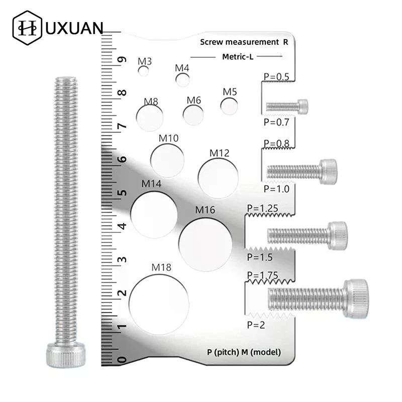 Thread Checker Screw Measurement Ruler Stainless Steel Caliper Metric Gauge Tool For Measuring Screw Pitch Bit Bolt Nut Screw