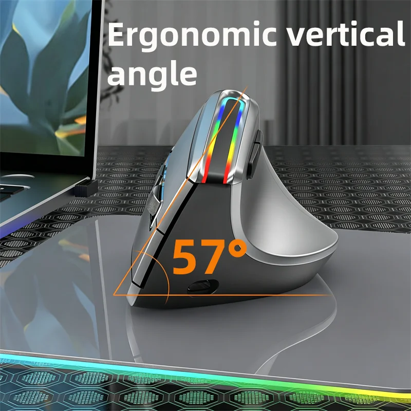 

Big Hand Vertical Mouse Rechargeable 2.4G Bluetooth Dual-mode Ergonmics Design Mause Office Use Mice DPI Adjustable Mute Button