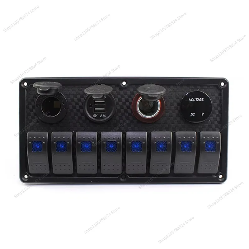 For 12V 8 sets custom car switch panel Marine switch panel with voltmeter, power socket